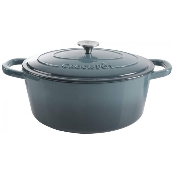 ectqmlmfc0h10b_0 jpg - Panela de Ferro Fundido 7 Litros Forno Holandês Esmaltado e Antiaderente, Celeste, CROCK POT 69146.02, Cinza