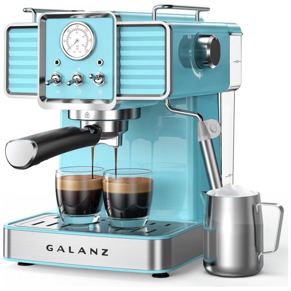 ectqmt68ws3b0b_0 jpg - Máquina de Café Expresso Retrô 15 Bar com Bocal de Leite, 110V, Galanz, Azul