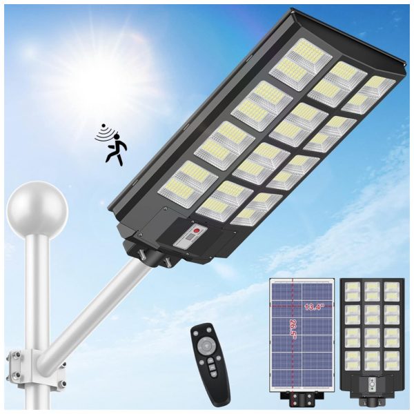 ectqmx5l916b0b_0 jpg - Luminária Solar Externa 80000 Lumens a Prova d IP66 1000W com Controle Remoto, INSDEA HBaomak 002, Preto