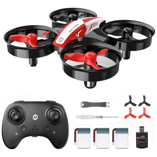 ectqn3qn2bd70b_0 jpg - Mini Drone para Crianças e Iniciantes com Pairar Automático, Giros 360 , Pouso Automático e 3 Baterias, Holy Stone HS210, Vermelho