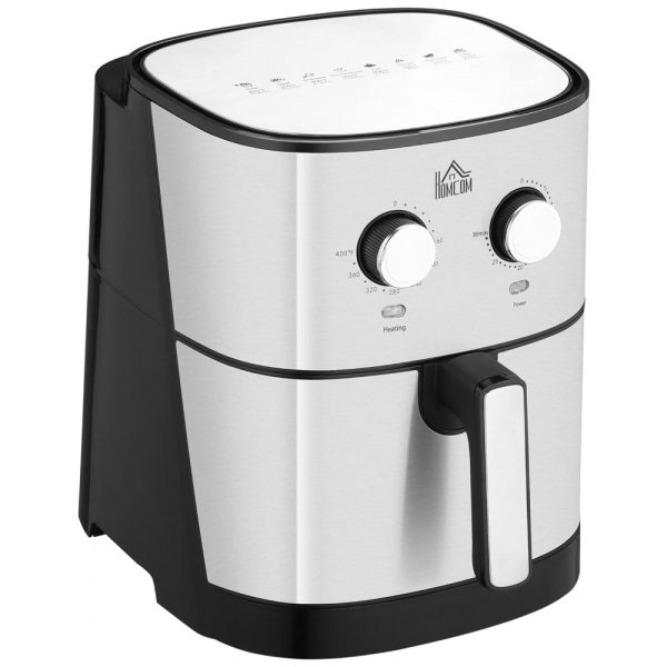 ectqn82j8ts90b_0 jpg - Fritadeira Elétrica AirFryer 6.5L com Temperatura Ajustável e Cesto Antiaderente, 1700W, Branca, 110V, HOMCOM, Branco