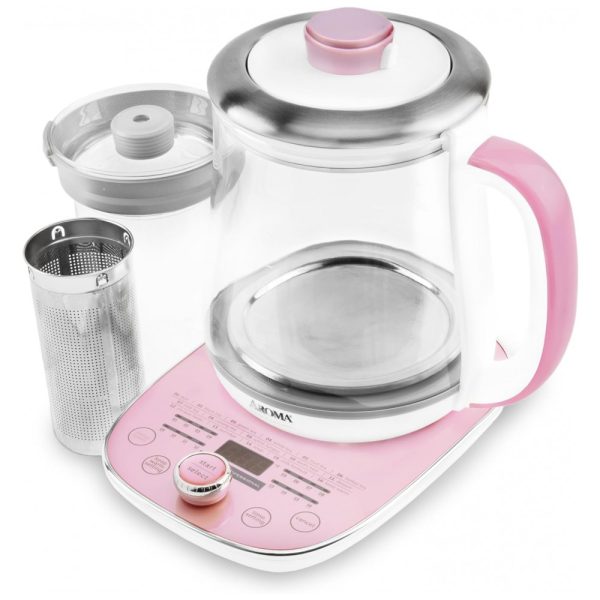 ectqndsz7rn70b_0 jpg - Chaleira Elétrica Multiuso 1.5L com Temporizador, 800W, 110v, AROMA PROFESSIONAL AWK 701, Rosa