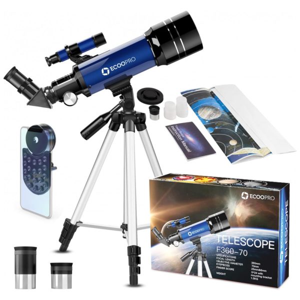 ectqnn9rz7f70b_0 jpg - Telescópio Astronômico 51x128 com Tripé Ajustável, ECOOPRO, Azul