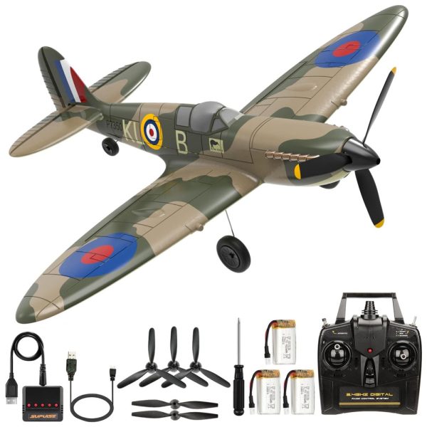 ectqnqtmxty90b_0 jpg - Avião de Controle Remoto de 4 Canais com Sistema de Estabilização Xpilot, One Key Acrobatic e Acessórios, ANTSIR Spitfire Fighter, Verde