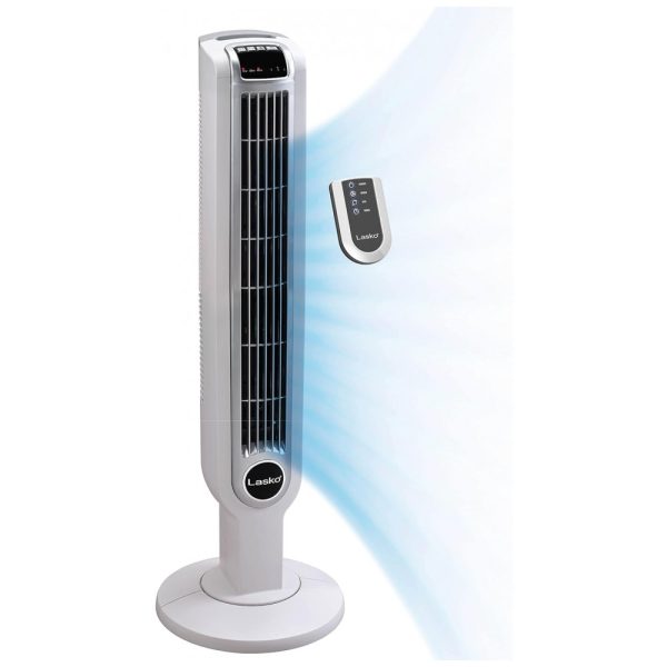 ectqonyd9v100b_0 jpg - Ventilador de Torre 3 Velocidades, com Controle Remoto e Display LED, Silencioso, 110V 36W, LASKO 2510, Branco