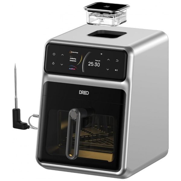 ectqpfgkhj5c0b_0 jpg - Fritadeira Elétrica Air Fryer 6L com Sonda de Cozimento e Atomizador de Água, 110V 1800W, Dreo ChefMaker, Prata e Preta