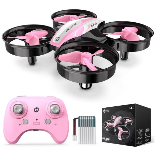 ectqpgggrxzb0b_0 jpg - Mini Drone para Crianças e Iniciantes com Pairar Automático, Giros 360 , Pouso Automático e 3 Baterias, Holy Stone HS210, Rosa