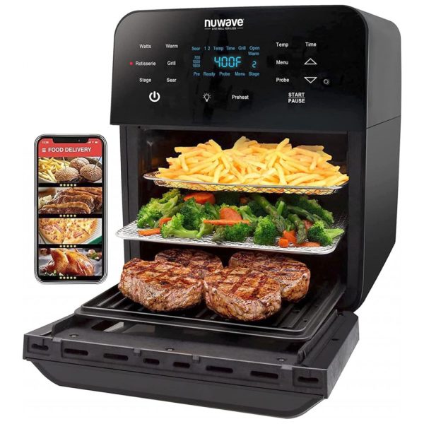 ectqph13tl580b_0 jpg - Fritadeira Elétrica Air Fryer 15L Multifuncional com Painel de Controle Digital, 1800W, 110v, NUWAVE, Preto