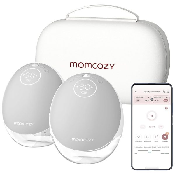 ectqph43g3vc0b_0 jpg - Bomba Tira Leite Elétrica com 3 Modos, 15 Níveis de Sucção e Controle Por Aplicativo, 2 Unidades, Momcozy BP223, Cinza