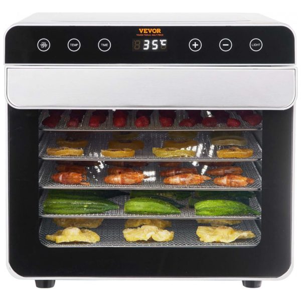 ectqpjc7nffc0b_0 jpg - Desidratador de Alimentos com 6 Bandejas, Aço Inoxidável, 110V 700W, VEVOR, Preto