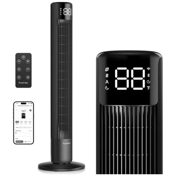 ectqpl1qkt8d0b_0 jpg - Ventilador de Torre sem Lâminas, Estilo Moderno com Oscilação de 120 , 8 Velocidades, Temporizador de 24H, Controle Remoto e APP, 110V, Provirtec, Preto