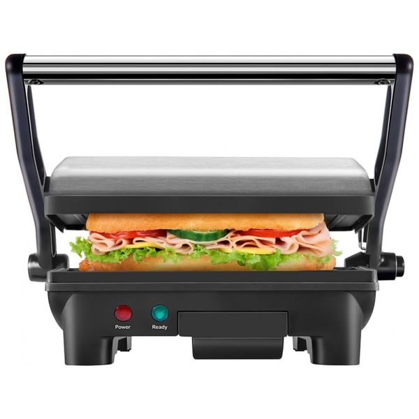 ectqpmy62bh70b_0 jpg - Sanduicheira Elétrica Antiaderente 2 Fatias, Aço Inox, 1000W, 110v, NEW HOUSE KITCHEN Panini Press Grill , Prateado