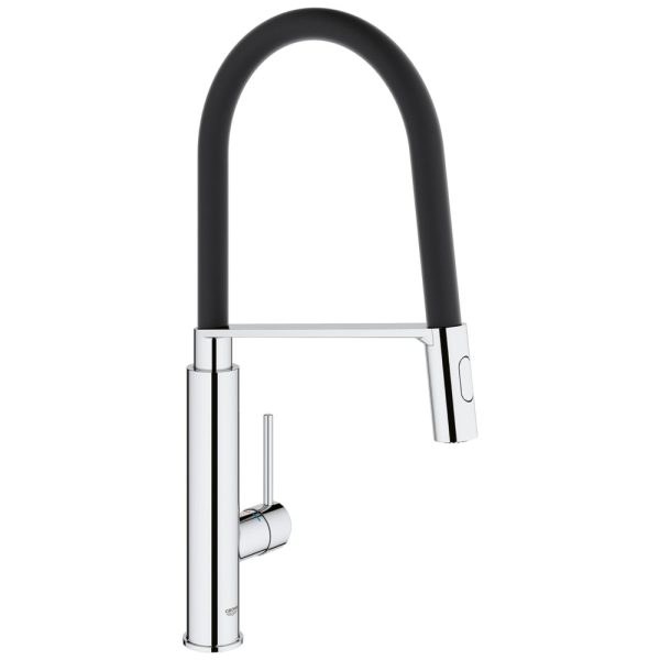 ectqpqtw34y60b_0 jpg - Torneira Cozinha Semi Pro com Pulverizador Removível e Acabamento Brushed, GROHE 31492000 Concetto, Preta e Prata