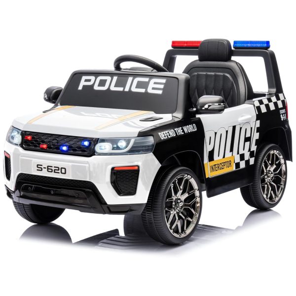 ectqpxz9ybdd0b_0 jpg - Carro Elétrico Infantil de Polícia com Controle Remoto, Música, Buzina, Sirenes e Luzes LED, 12V, HOMMOW, Branco