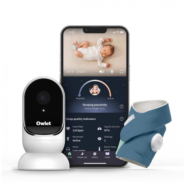 ectqpzdqjcy90b_0 jpg - Baba Eletrônica com Câmera HD e Dream Sock Indicador de Qualidade do Sono, Owlet, Branco