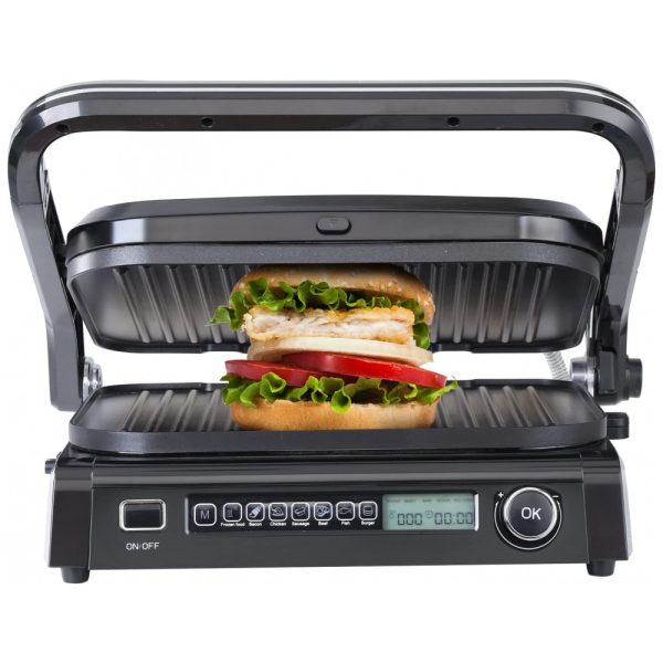 ectqq2s98x5c0b_0 jpg - Sanduicheira e Grill Elétrico 7 em 1 de com Superfície Antiaderente e Removível, Controle de Temperatura e Display LCD, 1800W, 110v, VEVOR, Preta