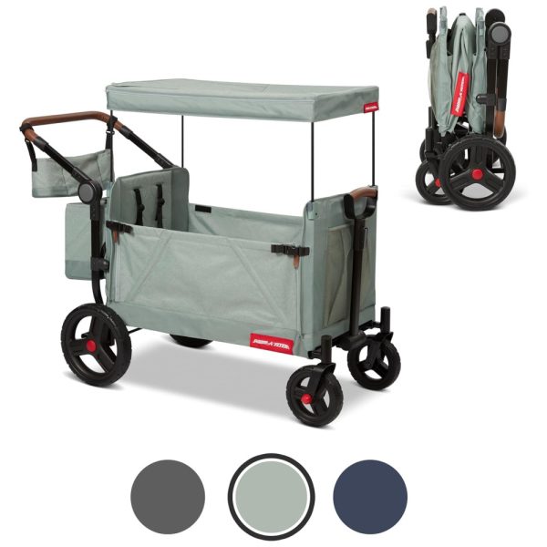 ectqq8mwhz8c0b_0 jpg - Carrinho de Passeio Vagão Dobrável Multifuncional para Crianças, Radio Flyer, Cinza Sage