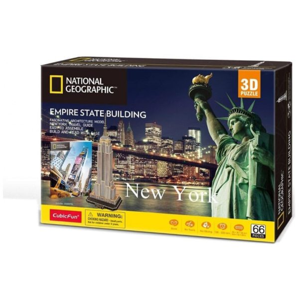 ectqq9vm4p470b_0 jpg - Quebra Cabeças 3D Arquitetura Empire State para Crianças e Adultos, 66 Peças, CUBICFUN 771DS0977, Branco