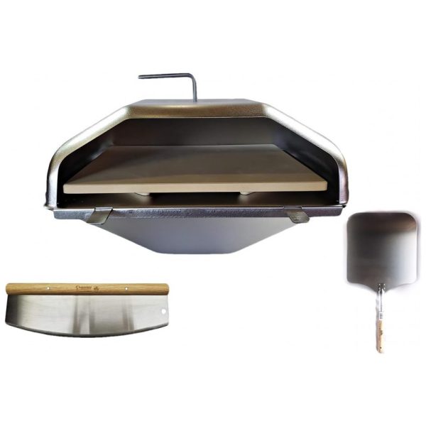 ectqqtclpch70b_0 jpg - Green Mountain Forno de Pizza para Churrasqueira, Inclui Acessórios, Aço Inox, PELLETHEAD, Prateado