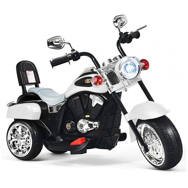 ectqqztmzcd80b_0 jpg - Moto Elétrica Infantil a Bateria 6V 3 Rodas com Sons e Luzes, Idade Rec 3 a 5 Anos, Branca, HONEY JOY, Branco