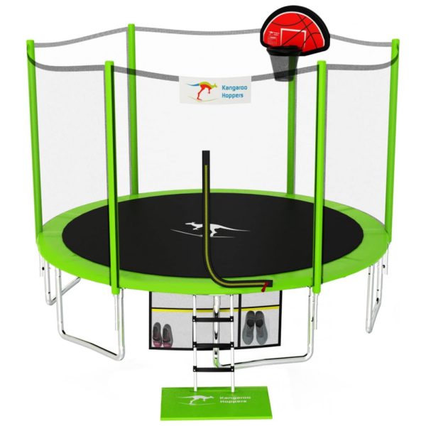 ectqr4wl98h80b_0 jpg - Trampolim Kangaroo Hoppers para crianças, trampolim de 12 14 15 pés com cesta de basquete, rede de segurança 2023 Trampolim infantil atualizado ao ar livre TUV ASTM testado, 1500LBS APPLE GREEN 12FT