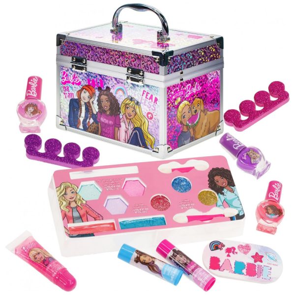 ectqr6cf87490b_0 jpg - Kit de Maquiagem Infantil Lavável da Barbie para Crianças a Partir de 3 Anos, Rosa