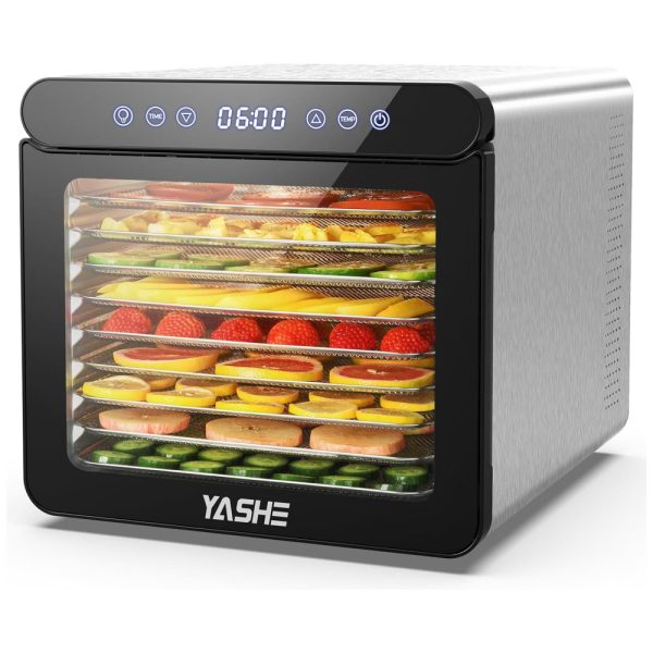 ectqrfswqxqc0b_0 jpg - Desidratador de Alimentos com 9 Bandejas em Aço Inoxidável, Temporizador de 48H e Painel Digital, 110V 800W, YASHE M21012, Prata e Preto