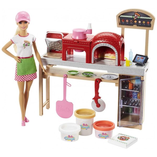 ectqrlxgr1570b_0 jpg - Pizzaria da com Acessórios Exclusivos e 1 Boneca para Crianças de 3 Anos ou Mais, BARBIE FHR09, Vermelho