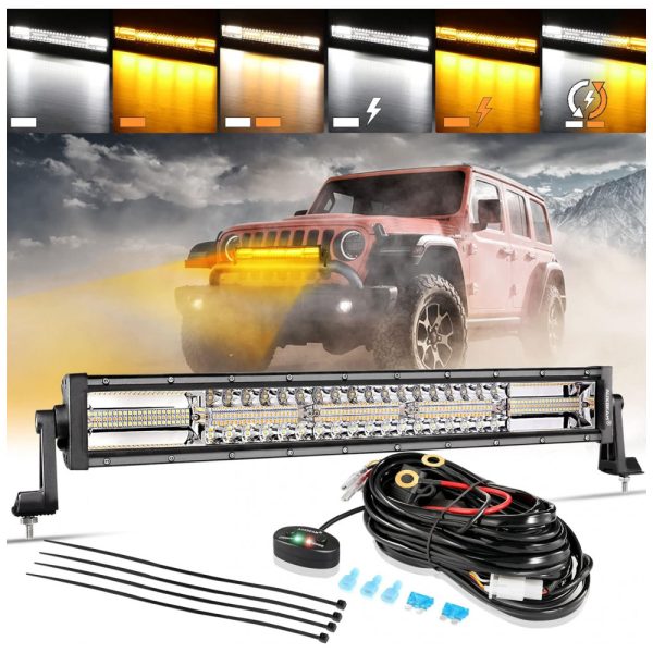 ectqrrtwk2190b_0 jpg - Barra LED Offroad com 12000 Lúmens e 2 Cores de Luz, 120W, Auxbeam, Preto