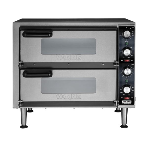 ectqsjbx8nr70b_0 jpg - Forno de Pizza de 2 Andares com Porta Dupla, Temporizadores Separados e Plugue de 6 a 20 Fases, 240V 3500W, Waring WPO350, Prata