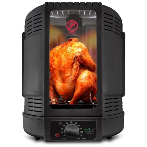 ectqsnwyzv610b_0 jpg - Churrasqueira Grill Rotisserie com Temperatura Ajustável, 110V 700W, NutriChef, Preto