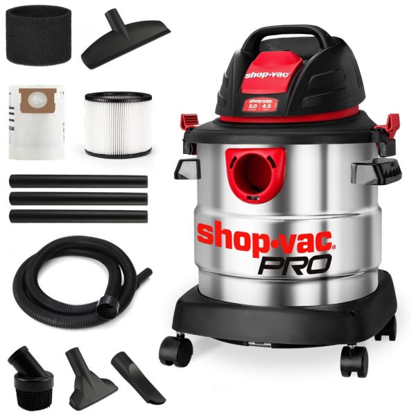 ectqswl52sxb0b_0 jpg - Aspirador de Pó Úmido e Seco de 18,95 L com Motor de 4CV de Potência e Tanque de Aço Inoxidável, 110V 1450W, Shop Vac, Prata