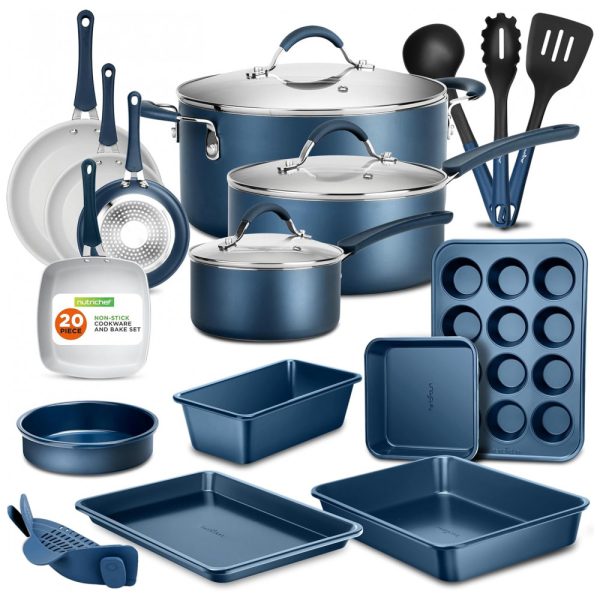 ectqt3jt23290b_0 jpg - Jogo de Panelas e Frigideiras Antiaderentes em Alumínio com Utensílios, 20 Peças, NutriChef NCCW20SBLU, Azul Marinho