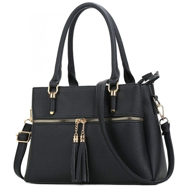 ectqt4ftjt780b_0 jpg - Bolsa Feminina de Ombro com Alça Superior e Detalhe de Zíper, KKXIU Handbag Black, Preto