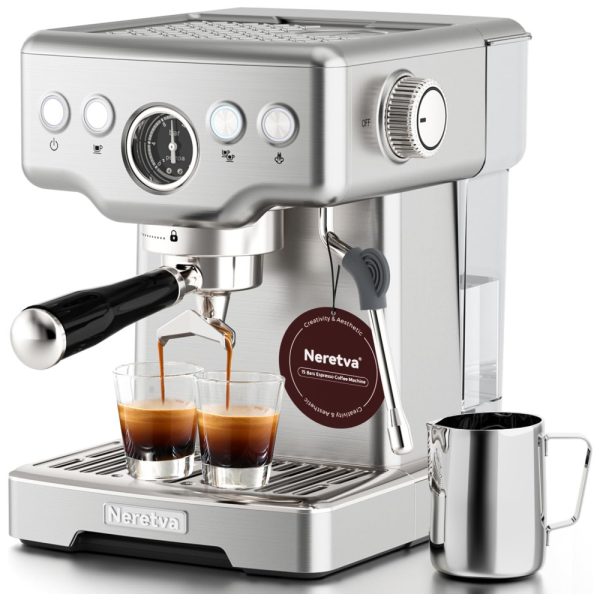 ectqt8jfgvcc0b_0 jpg - Máquina de Café Expresso 15 Bar com Bocal de Leite e Tanque de Água Removível de 1,8L, 110V 1450W, Neretva, Prata