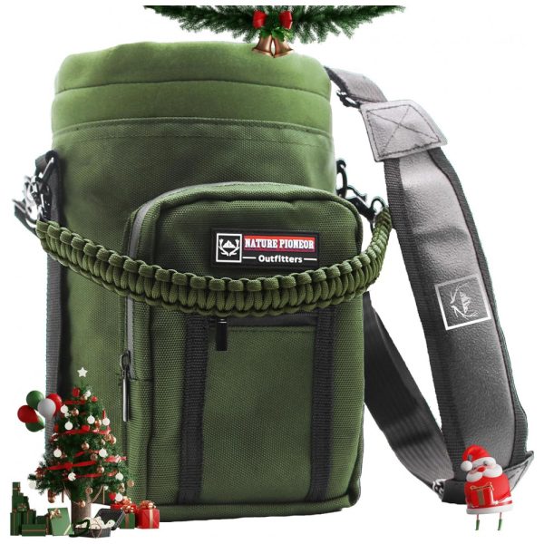 ectqtd2k7lb80b_0 jpg - Bolsa Térmica para Garrafa 1L com Alça para Transporte e Bolsos, Garrafa não incluída, NATURE PIONEOR, Verde