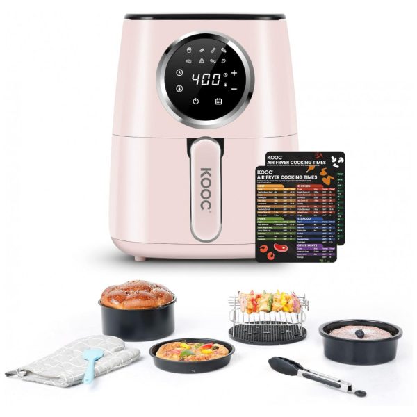 ectqtfgcpws80b_0 jpg - Air Fryer 4,5 Litros 8 em 1 com Painel de Controle Digital, Aço Inoxidável, 1700W 110V, KOOC, Rosa