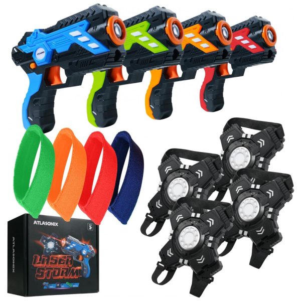 ectqtfl7zv5c0b_0 jpg - Pistola Infantil com Laser Infravermelho, Colete e Pulseiras Identificadoras para 4 Jogadores, Idade de 8 a 12 anos, Atlasonix