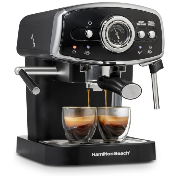 ectqthdb4rmc0b_0 jpg - Máquina de Café Expresso 15 Bar com Bocal de Leite, 2 Bicos e Reservatório Removível, 110V 1050W, Hamilton Beach Slide Lock, Preta