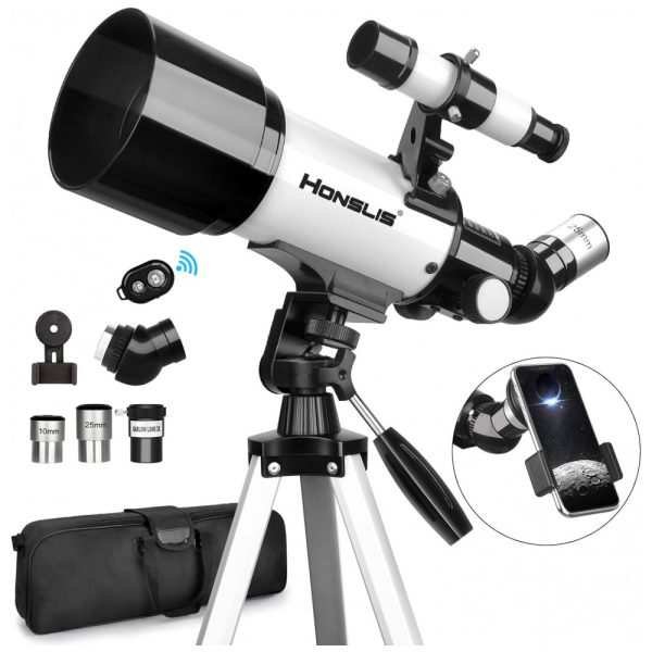 ectqtpl69vy90b_0 jpg - Telescópio Astronômico 150x com Adaptador de Celular e Controle Remoto sem Fio, Honslis, Branco