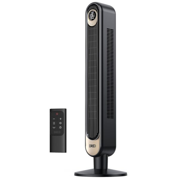 ectqtpxsf1gc0b_0 jpg - Ventilador de Torre Sem Lâminas com 4 Modos, 6 Velocidades, Silencioso, Temporizador de 12H, Display LED, Controle Remoto, 110V, Dreo, Preto e Dourado