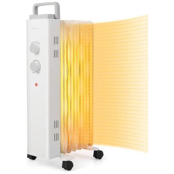 ectqtshdxdjb0b_0 jpg - Aquecedor a Óleo com Rodas Universais e 3 Níveis de Calor, 110V 1500W, COSTWAY, Branco