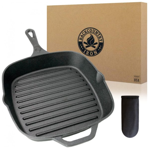 ectqtsmv23t70b_0 jpg - Frigideira de Ferro Fundido Pré Temperada, BACKCOUNTRY IRON Square 8, Preto