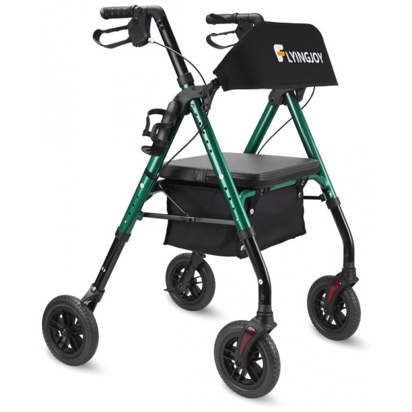 ectqtt4jw99b0b_0 jpg - Andador para Idoso Dobrável até 136kg com Assento, Encosto Extra Largo e Suporte para Bengala, FlyingJoy, Verde