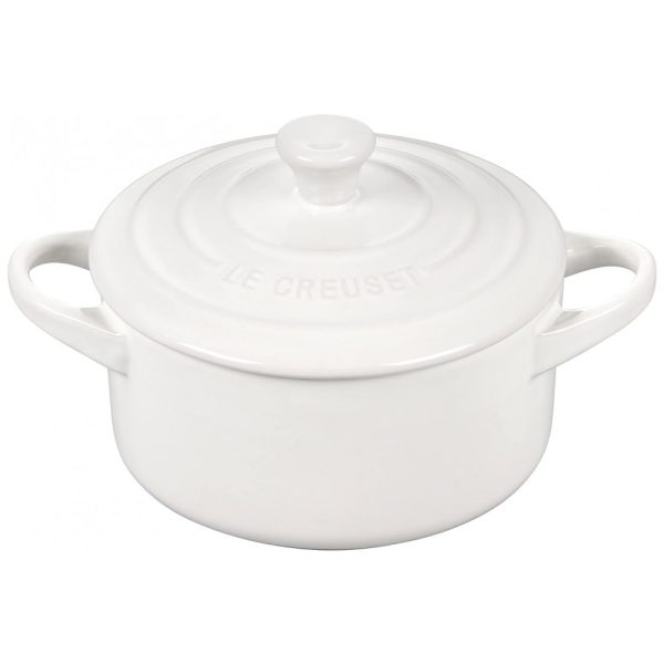 ectqtwx734590b_0 jpg - Mini Caçarola de Cerâmica 400 mL Esmaltada e Antiaderente, Branca, LE CREUSET PG1160T 1416, Branco