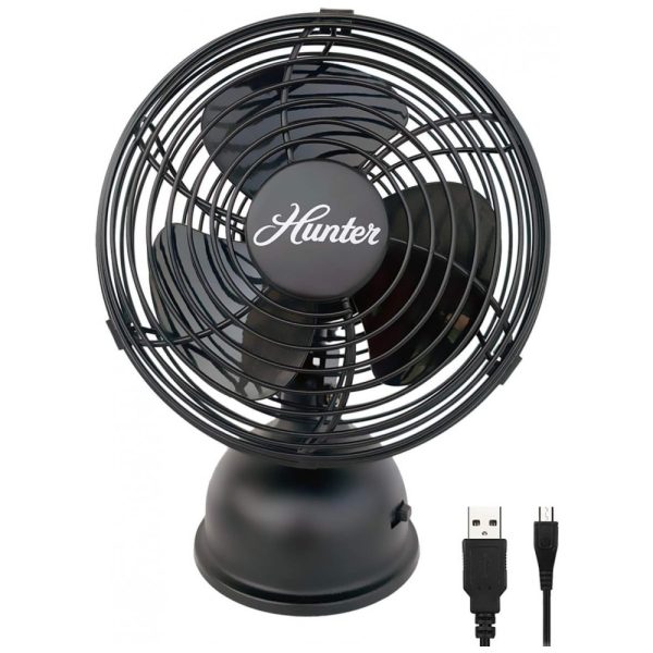 ectqty52xmb80b_0 jpg - Ventilador de Mesa com 3 Velocidades, USB, 110V 5W, HUNTER 90514, Preto