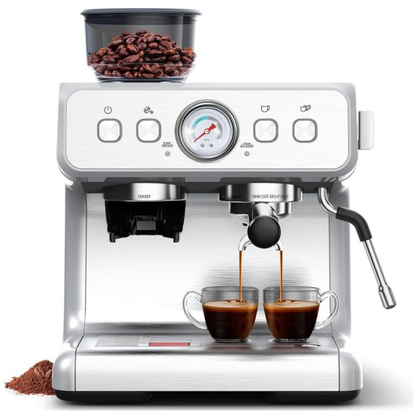 ectqv4fvhpdc0b_0 jpg - Máquina de Café Expresso Profissional 15 Bar com Moedor Embutido, Bocal de Leite e 2 Bicos, 110V 1350W, Joy Pebble, Prata