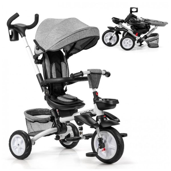 ectqv4s5p6n80b_0 jpg - Triciclo Infantil para Passeio com Assento Ajustável 7 Estágios, Idade Recomendada 1 a 5 Anos, BABY JOY, Cinza