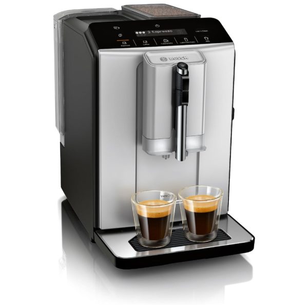 ectqvbb7n61d0b_0 jpg - Máquina de Café Expresso Automática com Moedor de Cerâmica, Painel de Controle LCD e Touch, 110V, Bosch TIU20307 série 300, Preta e Prata