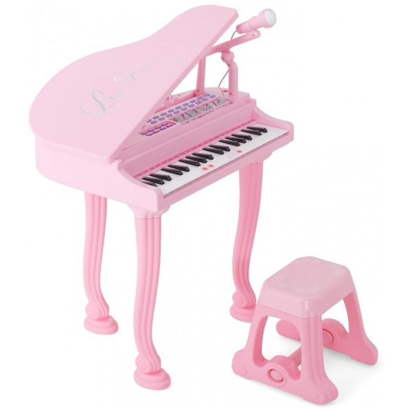 ectqvkmsd19c0b_0 jpg - Piano Clássico Infantil com 37 Teclas, Microfone, Modo de Ensino LED, Costzon, Rosa